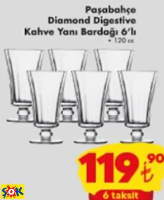 PAŞABAHÇE DİAMOND DİGESTİVE KAHVE YANI BARDAĞI 6’LI • 120 CC